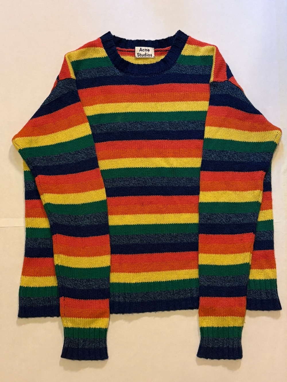 Acne Studios Samara Rainbow Stripe Wool Sweater Size M